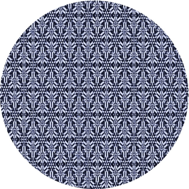 Ahgly Company Tapis Rond Lavable en Machine Intérieur Transitionnel Bleu Nuit, 4 Pieds Rond
