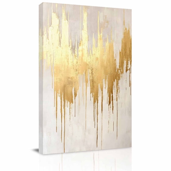 Canvas Wall Art, Modern Gold Framed Canvas Prints for Living Room Office, Abstract Minimalist Grunge Art Color Block Large Gallery Wrapped Wall Decor for Home Office, Gifts, 16"x24" Ship Next Day