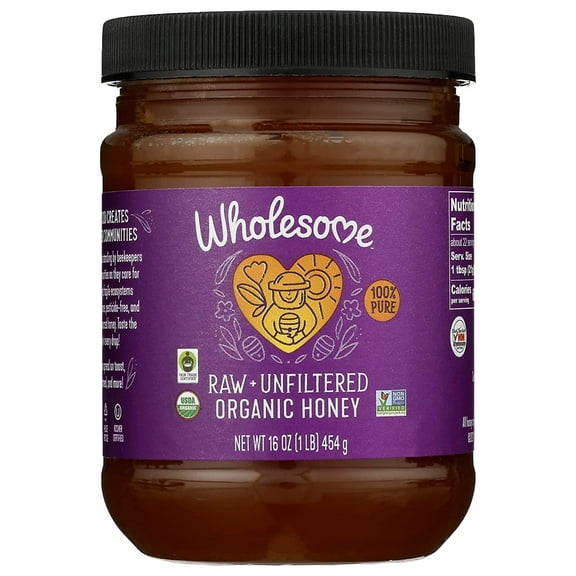 Wholesome, Raw   Unfiltered Organic Honey, 16 oz Pack of 2