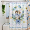 thumbnail image 3 of Watercolor Easter Shower Curtain Set, Waterproof Shower Curtains for Bathroom, Cute Rabbits Flower Wreath Eggs Bow Plaid Washable Fabric Bath Curtain for Bathtub Decoration with Hooks 72x78 Inches, 3 of 9