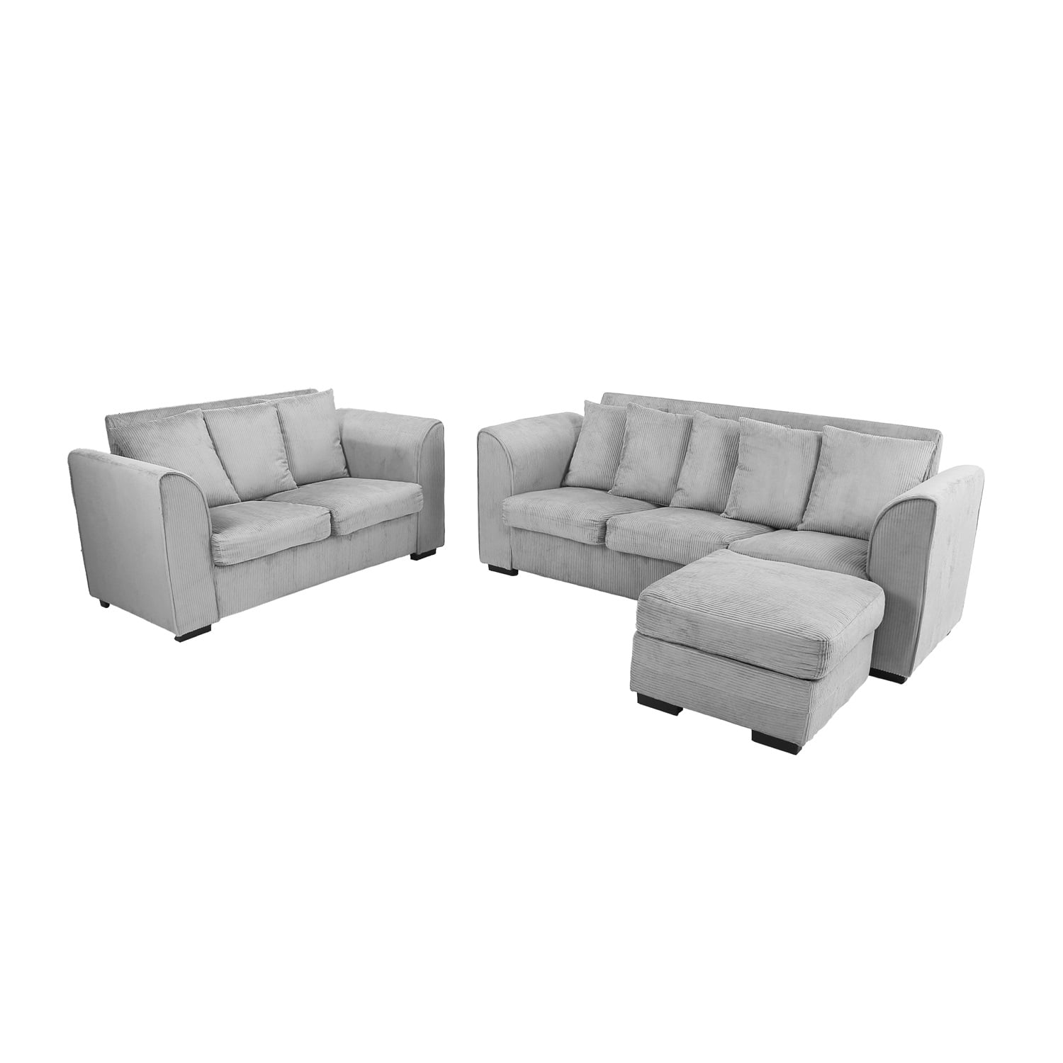 Kadyn 3pcs Living room set light grey, Convertible Sectional Sofa Set with Ottoman, Modern Fabric Sofa Furniture Set for Living Room, Light Grey Kadyn 3pcs Living room set light grey, Convertible Sectional Sofa Set with Ottoman, Modern Fabric Sofa Furniture Set for Living Room, Light Grey