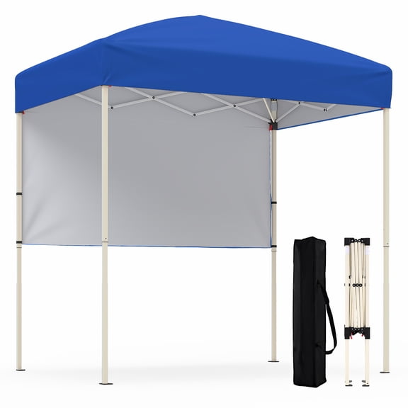 Patiojoy 6 x 4 FT Canopy Tent Pop Up Easy Setup Tent w/ 1 Half Sidewall Foldable & Portable Outdoor Gazebo Blue