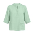 thumbnail image 3 of cocolona Womens 3/4 Sleeve V Neck Blouses Casual Loose Solid Color Shirts Basic Outfits Tops, 3 of 7