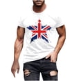 thumbnail image 1 of Mens Casual Manga Corta Botón Abajo Camisetas Estados Unidos Bandera Impresión Cuello Redondo Suéter Camiseta, Poliéster Casual Uso Diario para Hombres, 1 of 5