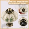 thumbnail image 3 of Ivory Pumpkin Knobs 6 Pack Ceramic Cabinet Knobs Vintage Drawer Pulls - Antique Dresser Pulls with Screws - Bamboo Leaves, 3 of 13