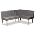 thumbnail image 1 of Bowery Hill Velvet Gray Dining Nook Set Rectangular Channel Tufted Unassembled, 1 of 9