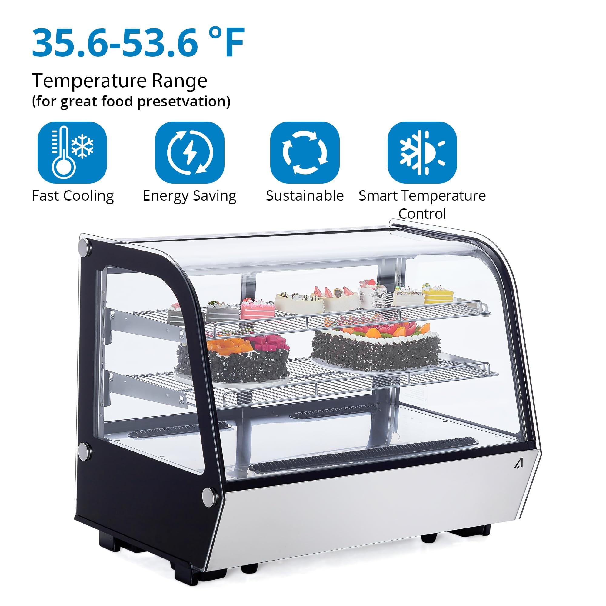 Commercial Cake Display Refrigerator 4.6 Cu.Ft With Led Lighting, Double-Layer  Countertop Refrigerator Display Case, Pastry Display Case,110V
