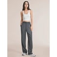 thumbnail image 1 of Pantalones de traje casuales de pierna ancha y cintura alta con bolsillos sólidos adelgazantes y drapeados para mujer, 1 of 6