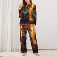 thumbnail image 2 of Honeii Sunset Maple Tree Fox print Women's Pajama Sets Long Sleeve Button Down Sleepwear Nightwear Soft Pjs Lounge Sets-XX-Large, 2 of 7
