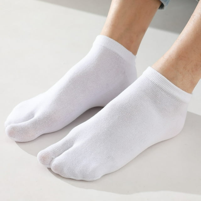 Spring Summer Colorful Two Fingers Mid Tube Socks For Women INS Fashion Split Toe Crew Socks Sweat-absorbing Cotton Sports Socks 6 One Size
