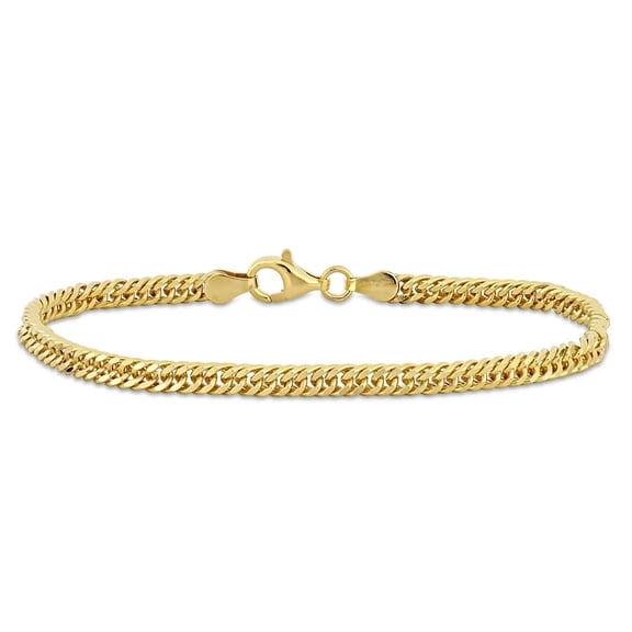Amour Double Curb Link Chain Bracelet in Yellow Plated Sterling Silver