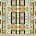 thumbnail image 2 of Folk Fabric by the Yard, Colorful Kente Style Geometric Pattern with Abstract Hatched Shapes Image, Decorative Upholstery Fabric for Sofas and Home Accents, Multicolor by Ambesonne, 2 of 5