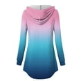 thumbnail image 3 of Kagetolytai Womens Tops Women's Casual Fashion Solid Color V Neck Long Sleeve Button Hoodie Tops Plus Size Tops for Women Pink L, 3 of 4