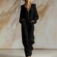 thumbnail image 2 of QQZ Wide Leg Hooded Jumpsuit For Women, Zip Front Elastic Waist Corduroy Casual Jumpsuit For Loungewear Vacation Daily Wear, 2 of 7