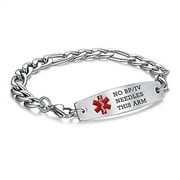 LinnaLove 7.5 in Interchangeable medical alert bracelets for men women Stainless steel lymphedema alert bracelets -no bp/iv/needles this arm