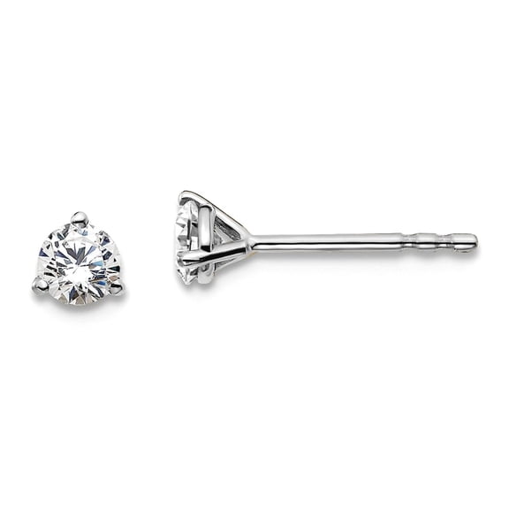 14k White Gold 1/3 Carat Total Weight Round SI1 SI2 G H I Lab Grown Diamond 3 Prong Stud Post Earrings 3.95x3.75mm Wide