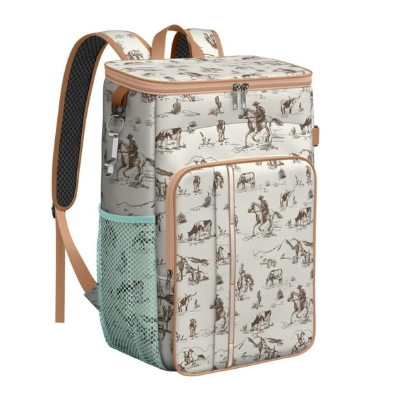 Rural Horse and Flowers Backpack Cooler, Leakproof Insulated Cooler Bag, Waterproof Lunch Backpack for Picnic, Beach, Travel, Outdoor Enthusiasts