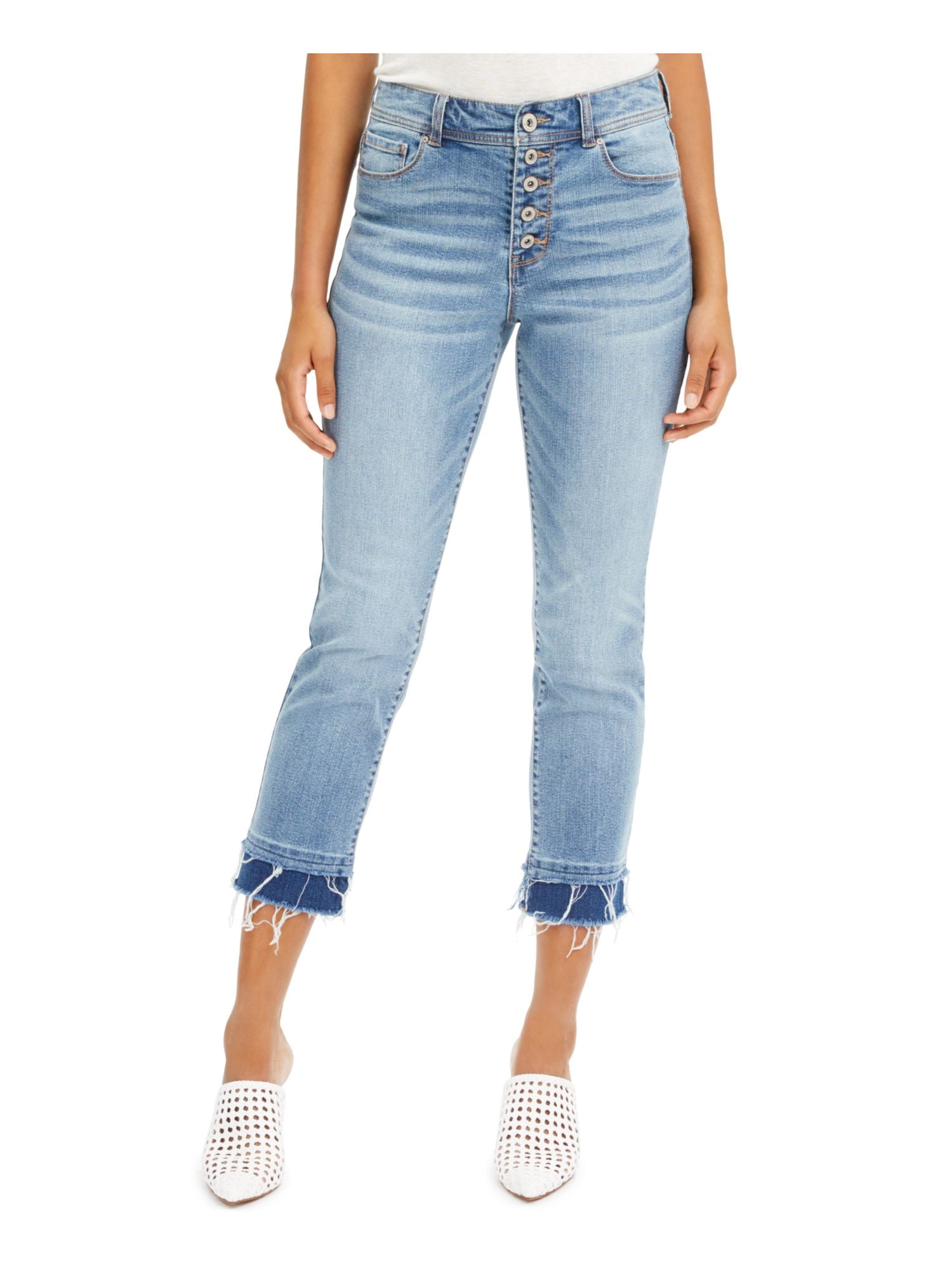 Blue Denim Zippered Pocketed Double-hem 