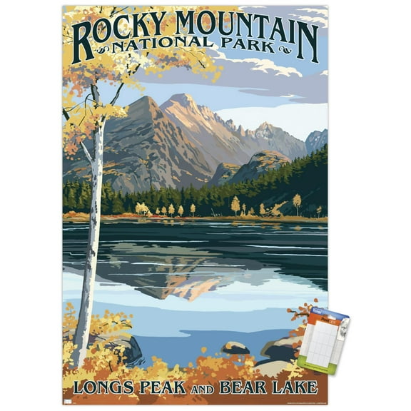 Lantern Press - Rocky Mountain National Park, Colorado, Longs Peak & Bear Lake Fall Wall Poster, 22.375" x 34"