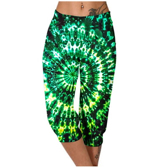 ZToonmas Women's High Waist Tie Dye Capri Pants Casual Cropped Joggers with Pockets for Workout and Loungewear