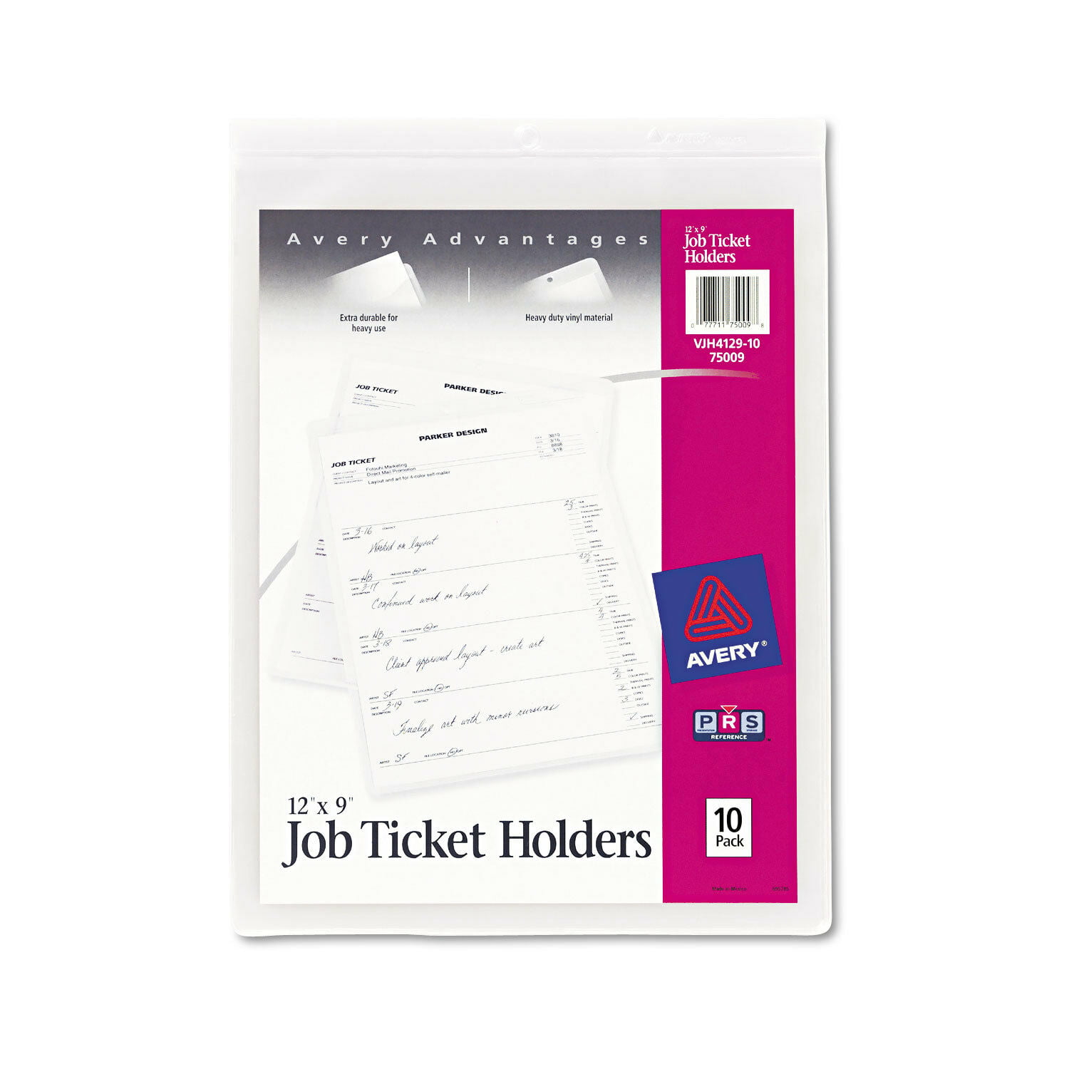Avery Job Ticket Holders Heavy Gauge Vinyl 9 x 12 Inches 10 per Pack 75009 
