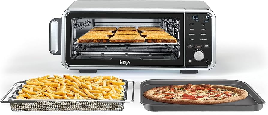 Restored Ninja FT405CO Digital Air Fry Pro Countertop Oven, 10-in-1 XL Air Fryer Toaster Oven with Flip-Up Stainless Steel, Convection Bake, Roast, Broil, Toast, Dehydrate, Rehea (Refurbished)