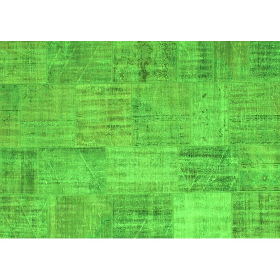 Ahgly Company Indoor Rectangle Patchwork Green Transitional Area Rugs, 4' x 6'