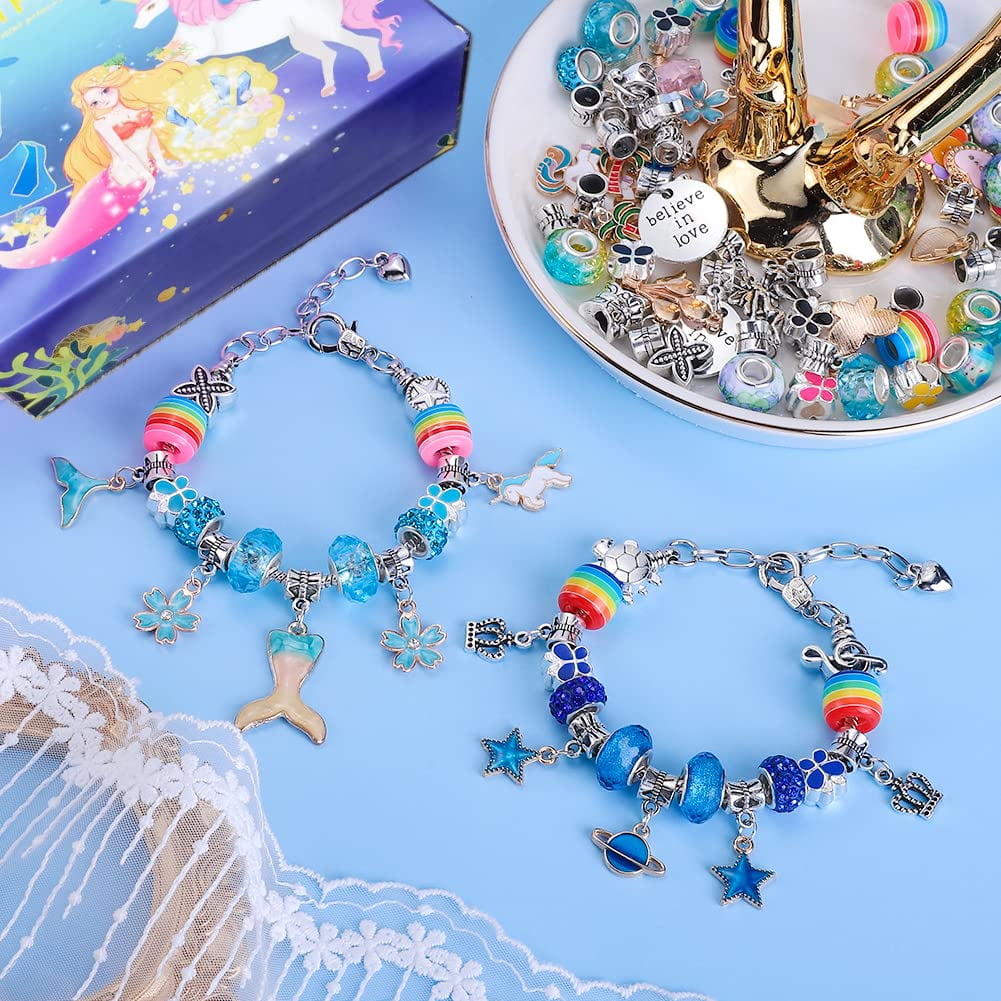 AIPRIDY 150 Pcs Kids Bracelet Making Kit,Unicorn Mermaid Crafts Gifts Set Can Inspires Imagination and Creativity, The Gifts for Girls5-12 Years Old