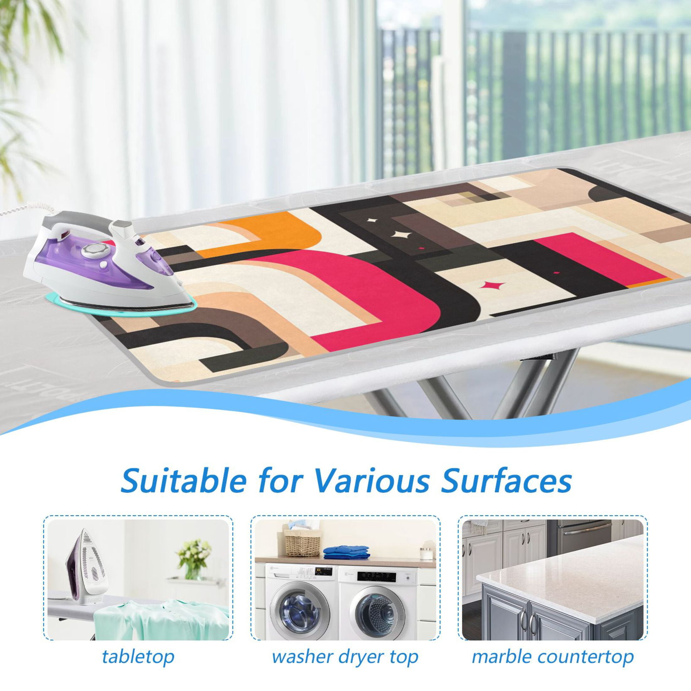 Brown Modernist Design Ironing Mat Blanket for Table Top Travel Portable Ironing Board Pad 47.2x27.6 Inch