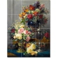 thumbnail image 1 of Ceramic Tile Mural-Jean Baptiste Robie Flowers Painting 174. 12.75" w x 17" h using (12) 4.25 x 4.25 ceramic tiles, 1 of 3