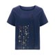 thumbnail image 3 of Camisetas de Manga Corta para las Mujeres Botón de Impresión Casual Cuello Redondo Camiseta Superior, Blusas para las Mujeres Casual, 3 of 4