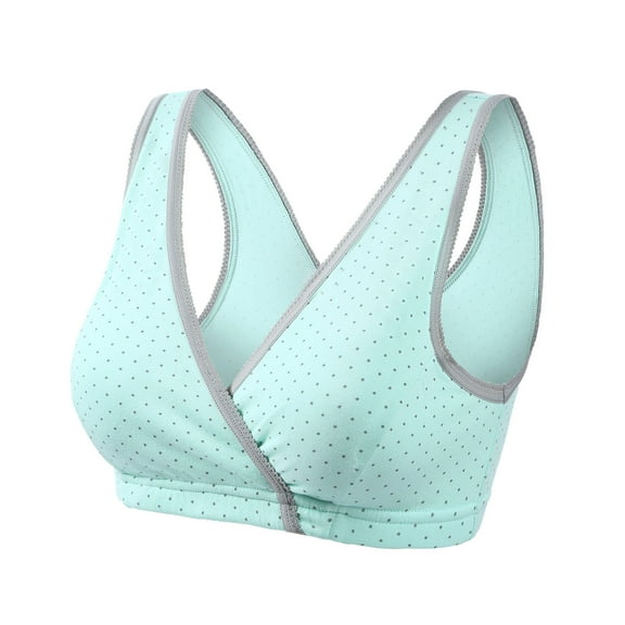 LYEAA Maternity Bras for Women Wireless Nursing Bras Breastfeeding Pregnant Solid Breathable Cotton Bras Comfort Sleep Bras Green L