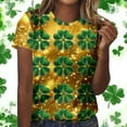 thumbnail image 4 of Women's All Over Print Tees St. Patrick’S Day Graphic Top 2026 Summer T Shirts Casual Round Neck Clothing Soft Breathable Shirts Vintage Shamrock Outfits Relaxed Fit Pullover, 4 of 7