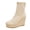 Beige, variant on Brown Ladies Versatile Slope Heel Boots Grass Woven Knitted Socks Winter Fashionable Casual Comfortable Ankle Boots