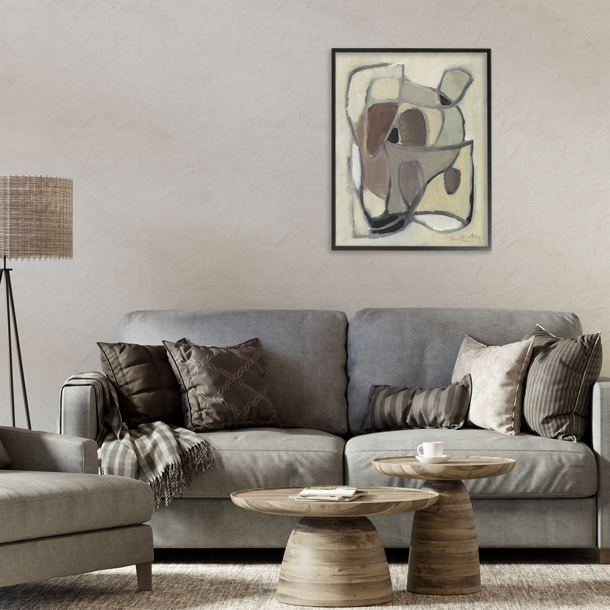 Stupell Industries Rustic Curved Shapes Abstract Black Framed Giclee Art, design by Lanie Loreth