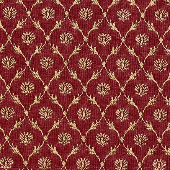 B643 Red Floral Trellis Jacquard Woven Upholstery Fabric by The Yard