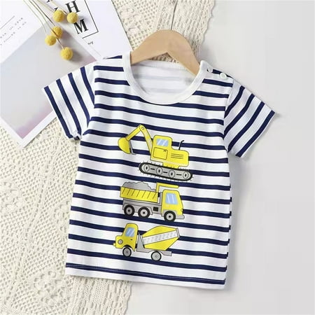 

Cathalem 4t Boys Shirts Short Sleeve Children Kids Toddler Infant Baby Boys Girls Cute Cartoon Animals Short Sleeve 3 Color Shirt Black 3-4 Years