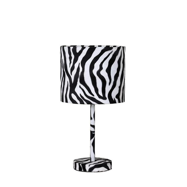 Faux Suede Zebra Metal Table Lamp, Printed Table Lamp