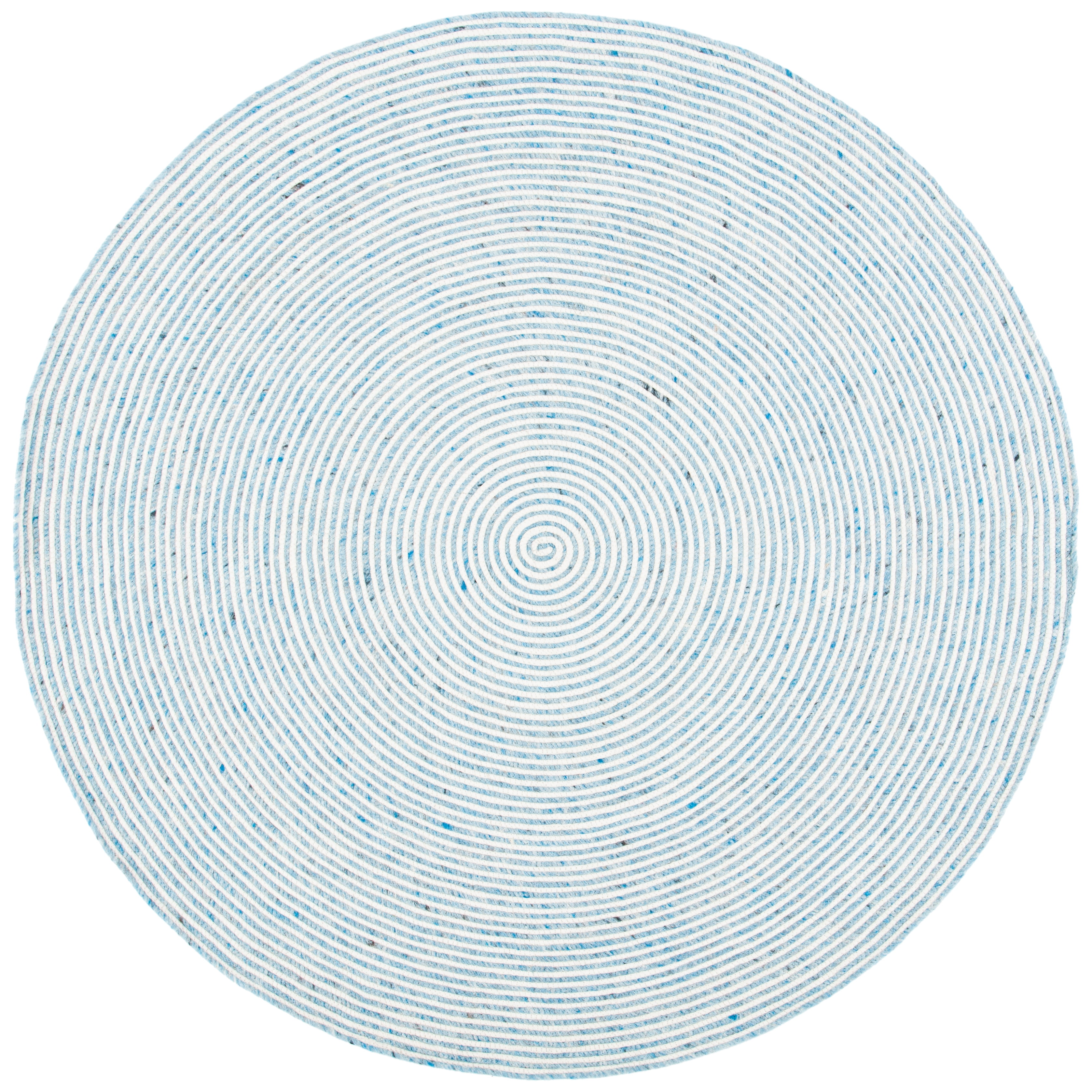 SAFAVIEH Braided Beuregard Solid Reversible Area Rug, Blue/Ivory, 6' x 6' Round