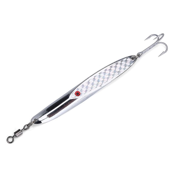 Lures Sequins Metal Bass Hard Spoon Bait Jig Lure Artificial Hook (Silver 84g)