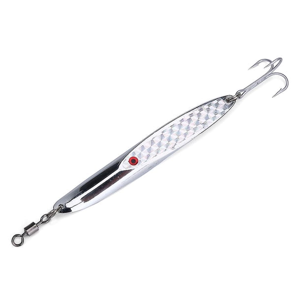 Lures Sequins Metal Bass Hard Spoon Bait Jig Lure Artificial Hook (Silver 84g)
