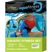 Aqua-Leisure New and Improved Aqua 6 Piece Fitness Set for Water Aerobics, Pool Exercise Equipment, Aquatic Swim Belt, Resistance Gloves, Barbells, Model: AF4730