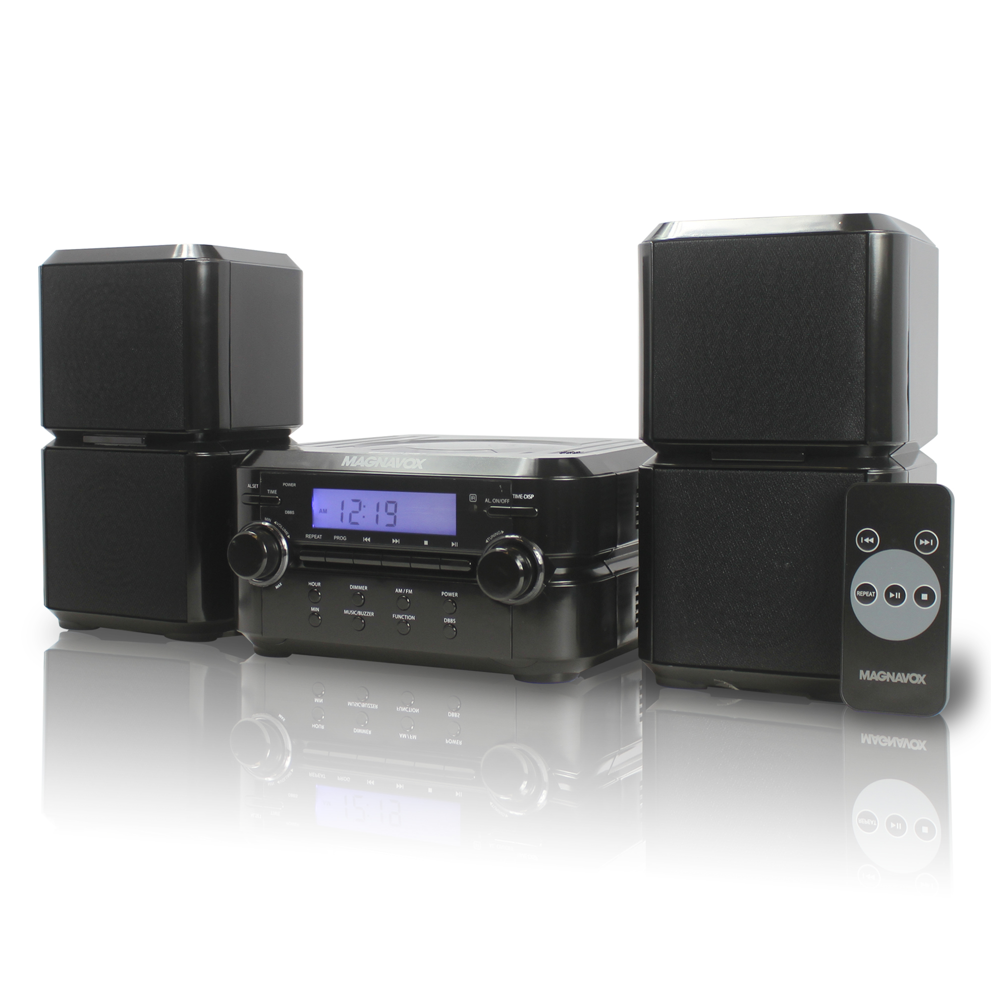 Magnavox Mm435 Black 3Pc Cd Shelf Stereo System Am Fm Radio - image 3 of 4