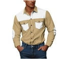 thumbnail image 2 of SYMOID Mens White Long Sleeve Button Down Shirt - Stretch, Color Block Western Inspired with Chest Flap Pockets, S to XXXXXL,Size S, 2 of 5