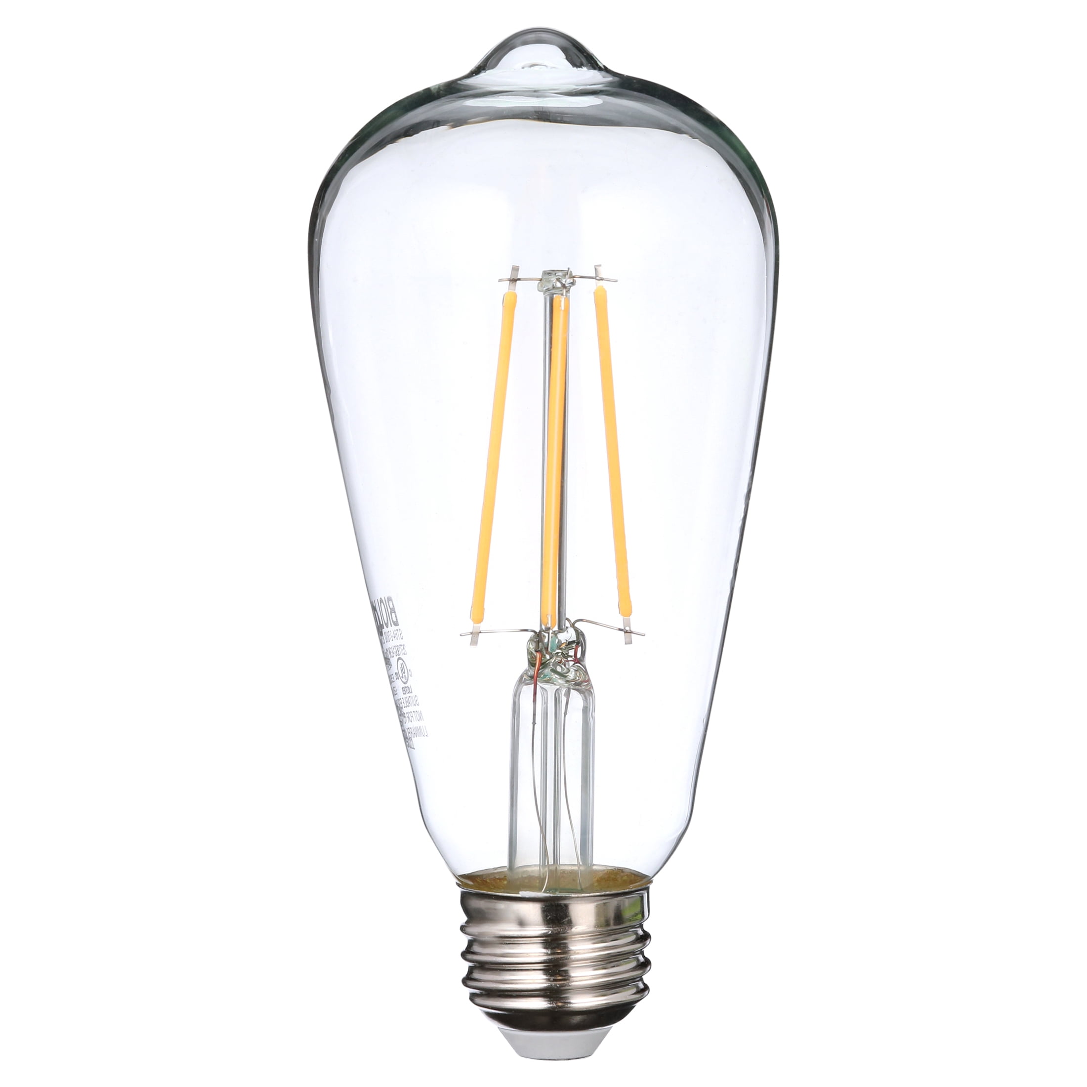 6 Pack Bioluz LED Pendent Light Bulbs, 60 Watt Replacement with Antique Vintage Design, Dimmable Filament ST64 Squirrel Cage E26 Base 2700K Warm White UL Listed