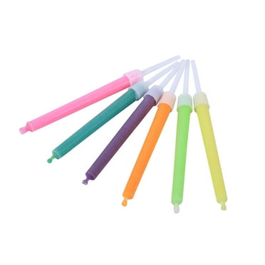 6PCS Beautiful Birthday Candles Colored Safe Flames Cake Decoration With Holders Reiche