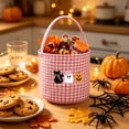 thumbnail image 5 of Ouuluon Sturdy Halloween Plaid Storage Basket, 9x9 inch Ghost Pumpkin Decorative Handheld Basket for Home Party, 5 of 6