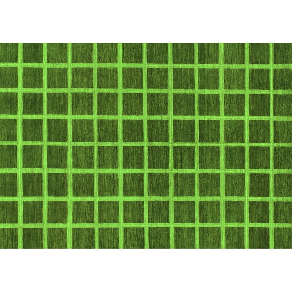 Ahgly Company Indoor Rectangle Checkered Green Modern Area Rugs, 2' x 3'