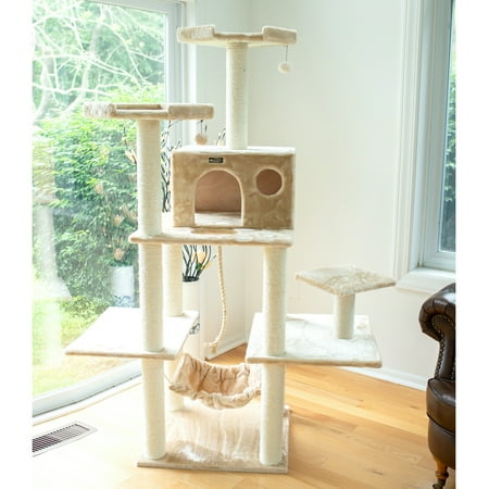 UPC: 0815481010093 | Armarkat 72-in real wood Cat Tree & Condo Scratching Post Tower  Beige
