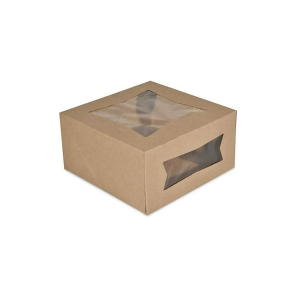 SCT Kraft Window Bakery Boxes, 8 x 8 x 4, Brown, Paper, 150/Carton